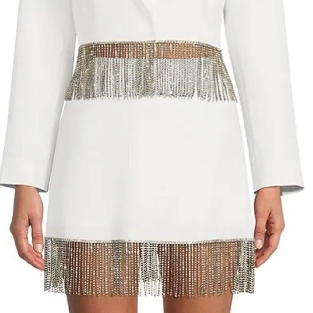 Gianni Bini Dixie Rhinestone Fringe Coordinating Crepe Skirt